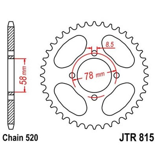 Zadnji verižnik (zobnik) JT JTR 815-35 35T, 520