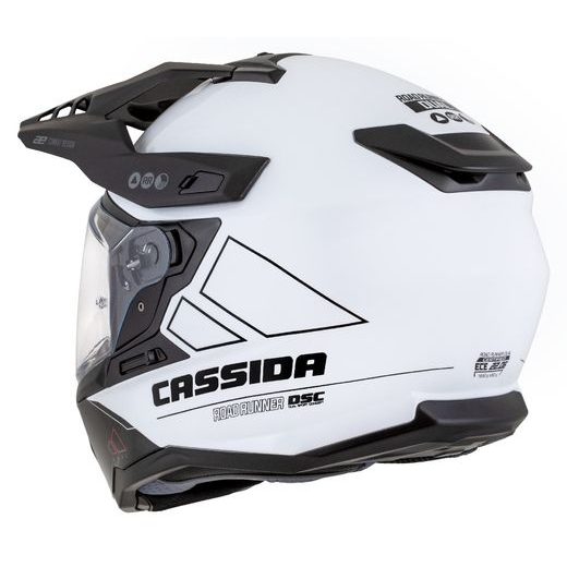 Motocross Helmet CASSIDA ROAD RUNNER DUAL white/ black/ black matt peak S