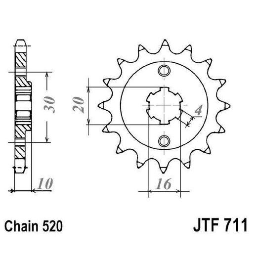 Sprednji verižnik JT JTF 711-13 13T, 520