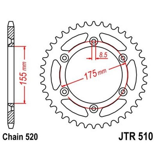 Zadnji verižnik (zobnik) JT JTR 510-50 50T, 520