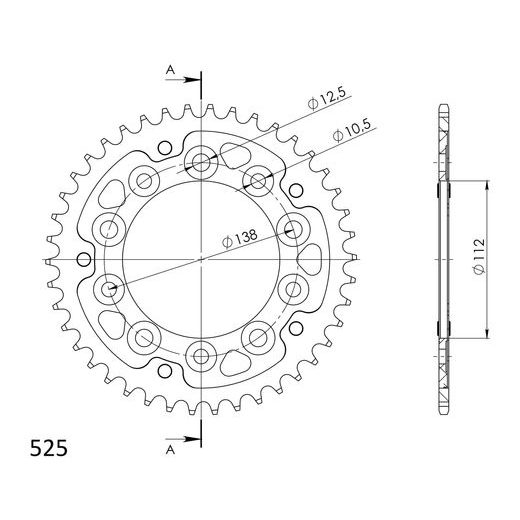 Rear sprocket SUPERSPROX STEALTH RST-1304:42-GLD zlata 42T, 525