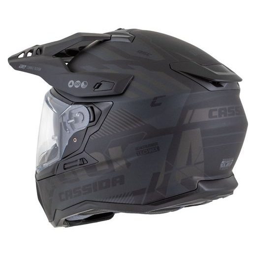 Motocross Helmet CASSIDA ROAD RUNNER TechniX black matt/ black/ grey/ black matt peak L