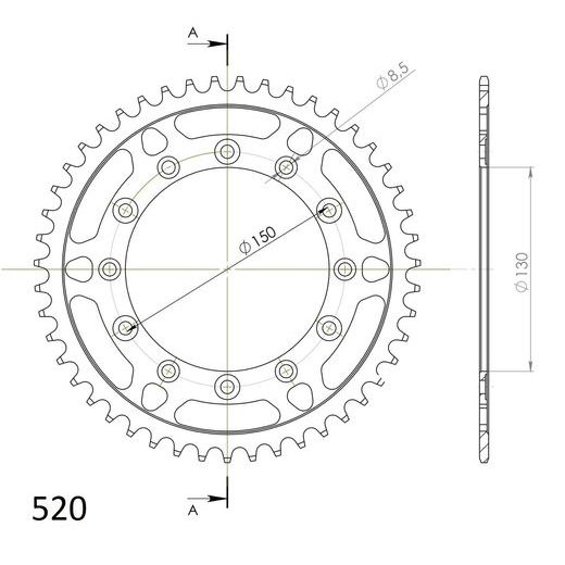 Zadnji verižnik (zobnik) SUPERSPROX RFE-245/2:46-BLK črna 46T, 520