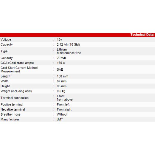 Lithium-ion akumulator JMT YTX7A-FP