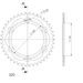 Rear ALU sprocket SUPERSPROX RAL-1308:44-BLK črna 44T, 520
