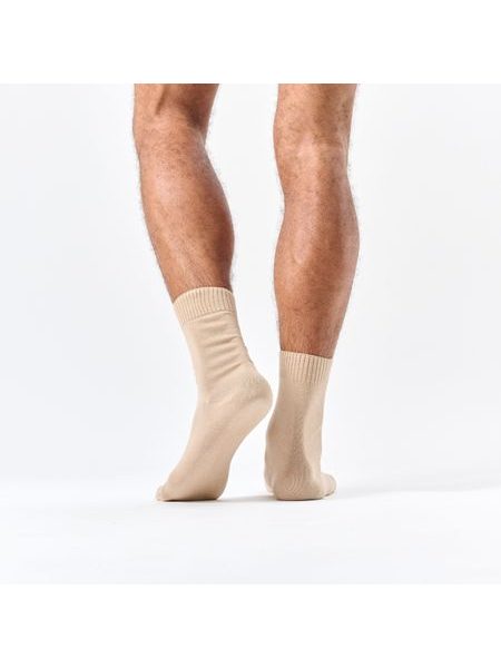 100% COTTON BEIGE | Pánské zdravotní ponožky ze 100% bavlny a volným lemem - vhodní i pro diabetiky