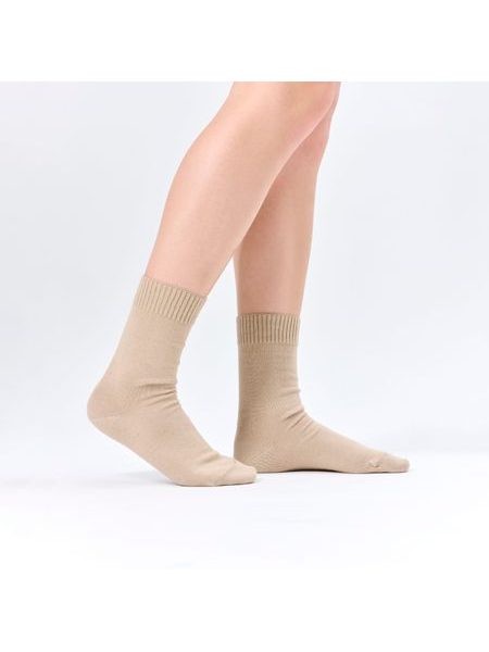 100% COTTON BEIGE | Dámské zdravotní ponožky ze 100% bavlny a volným lemem - vhodní i pro diabetiky