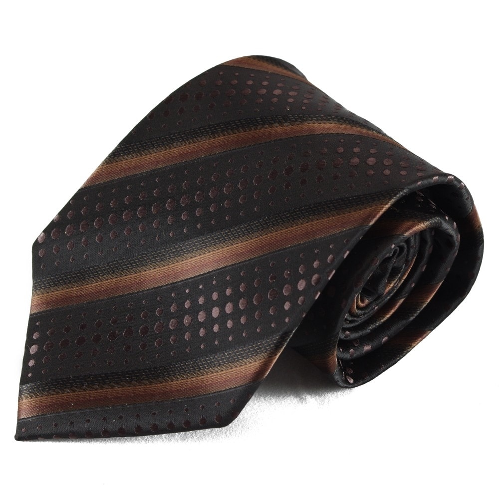 Hnědá pruhovaná mikrovláknová kravata