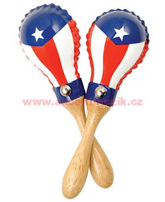 Latin Percussion Mini Rawhide Maracas, Puerto Rican Flag